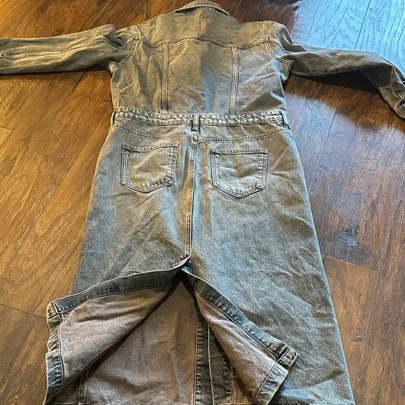 Zara Women's Charcoal Gray Black Wash Fade Long Shirt Dress Jacket - Picture 11 of 14